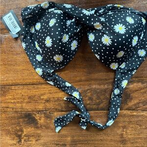 NWT Pour Moi Daisy Polka Underwire Bikini Top - Black with White & Yellow 38D